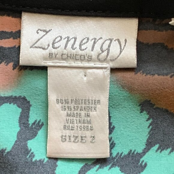 Chico's Zenergy Full Zip Jacket Colorful Tiger Animal Print Sz 2 (L/12) #87A - Picture 7 of 8